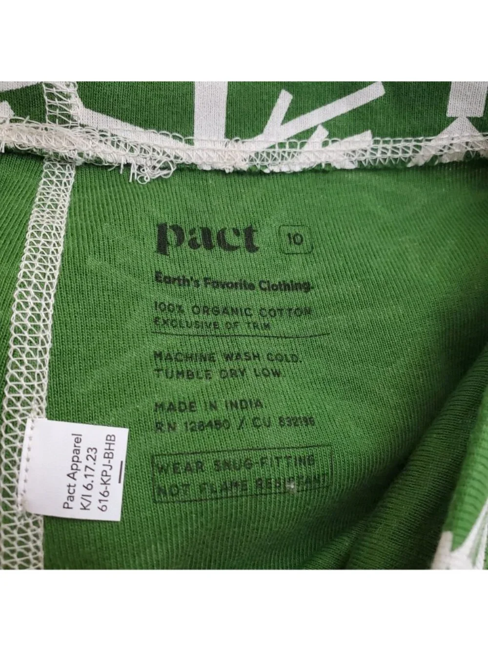 Pact Birch Tree 100% organic cotton kids holiday pajama set
